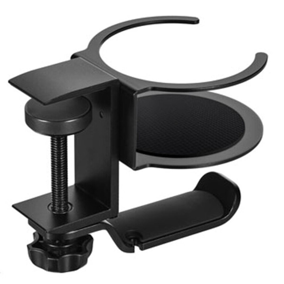 360 Degree Rotating Iron Cup Holder, No-Drill Desk Edge Clamp, Multi-Functional Earphone&Water Cup Stand Metal Organizer 4852509324066