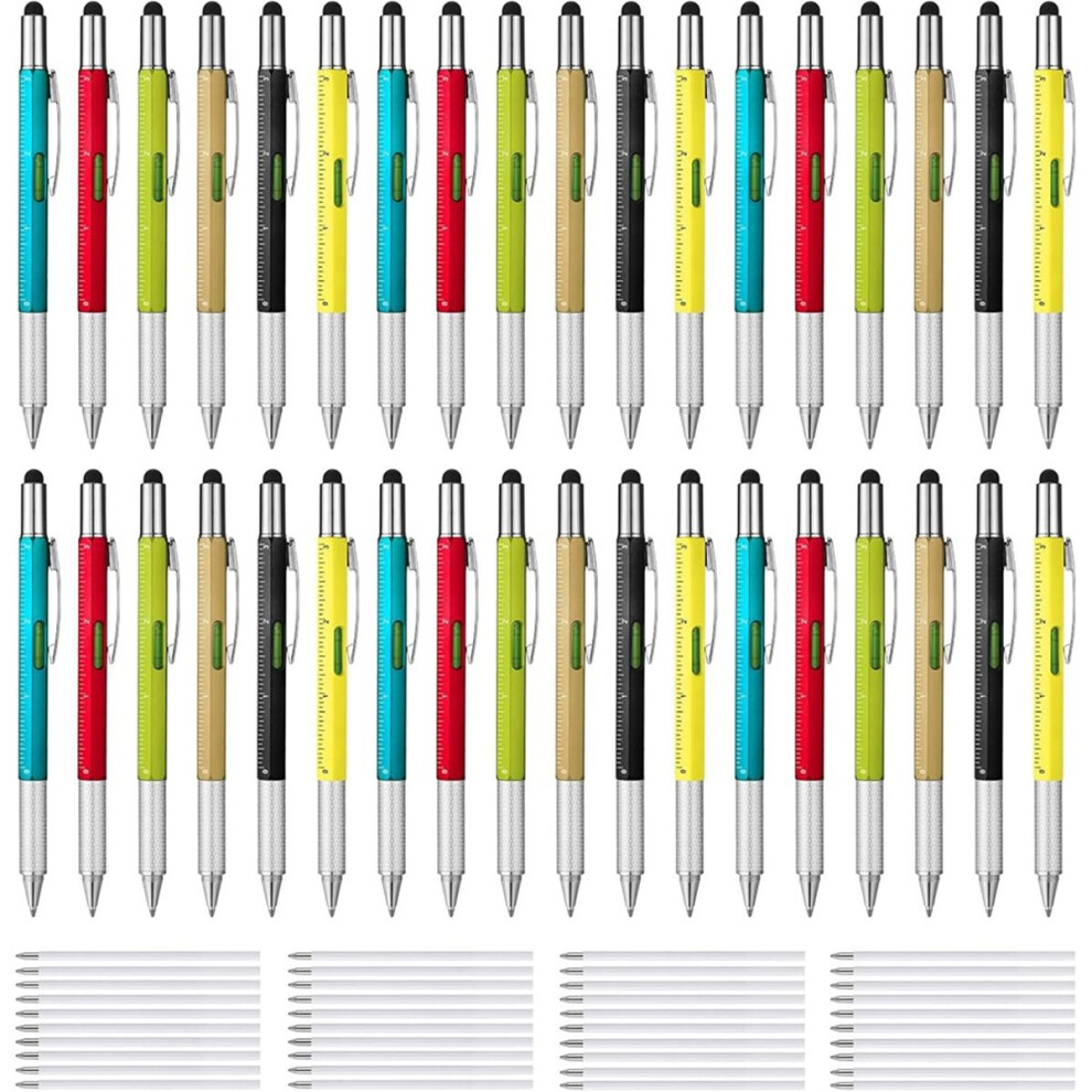 6 In 1 Tool Pen With Ruler, Level Gauge, Ballpoint Pen And Black Ink Refills, Stylus Pen, Screwdriver And Slotted 4852509357682
