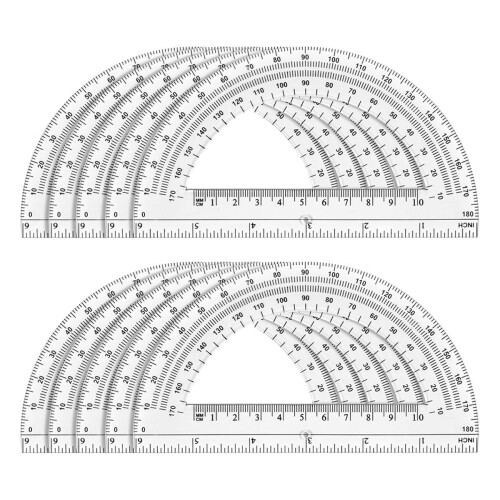 10 Pack Clear Protractor Set, 6 Inch Plastic Geometry Tools, 180 Degree Measurement for School, Office, Classroom
