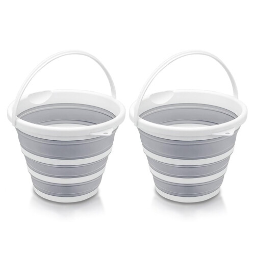 Foldable Buckets - 10L Capacity for Camping, Car Washing, Gardening, Multi-Purpose Use 2-Pack