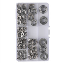 100pcs/Box DIN6923 Flange Nut Hex Hexagon Serrated Lock Nut Set Mix Size Stainless Steel