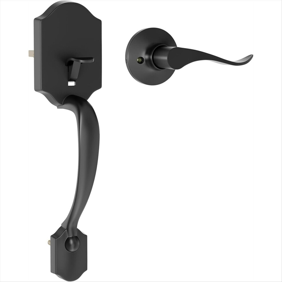 Front Door Handle No Lock, Exterior Door Handles With Passage Lever, Entry Door Handle Reversible For Left & Right Black 4852352368347