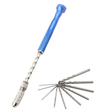 Blue Extended Semi-Automatic 0.5-3mm Hand Twist Drill Amber Plastic Circuit Board Drilling Tool Twist Drill Set