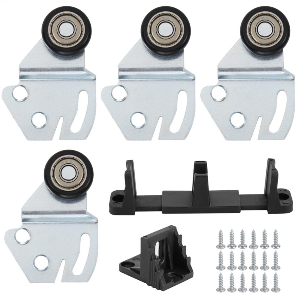 Sliding Closet Door Roller Kit - Top Hung Door Replacement Hardware With 1-Inch Convex Ball Bearing Wheels 4852352366381