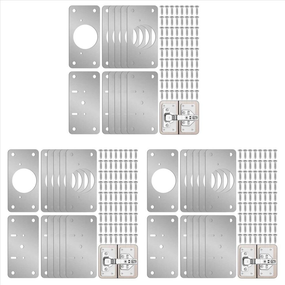 36-Pack Hinge Repair Kit - Cabinet Door Hinge Repair Plate Hinge Fixing Plate For Kitchen Cupboard Door Locker Cabinet 4852352323520