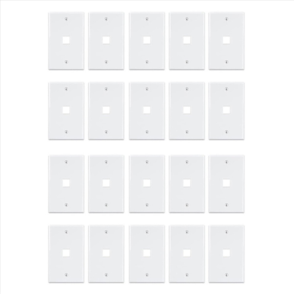20-Pack 1 Port Jack Wall Plate, Low Profile Ethernet Wall Plate Single Gang Wall Plates For 4852352321069