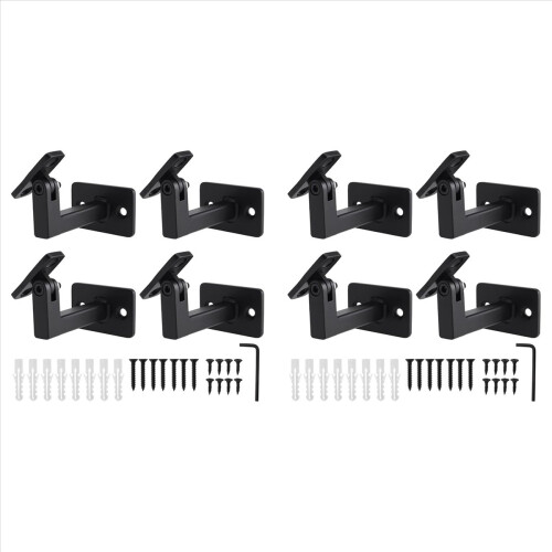 8 Pcs Adjustable Handrail Brackets, Stair Railing Brackets , Hand Rail Brackets for Stairs, Wall Mounted Brackets