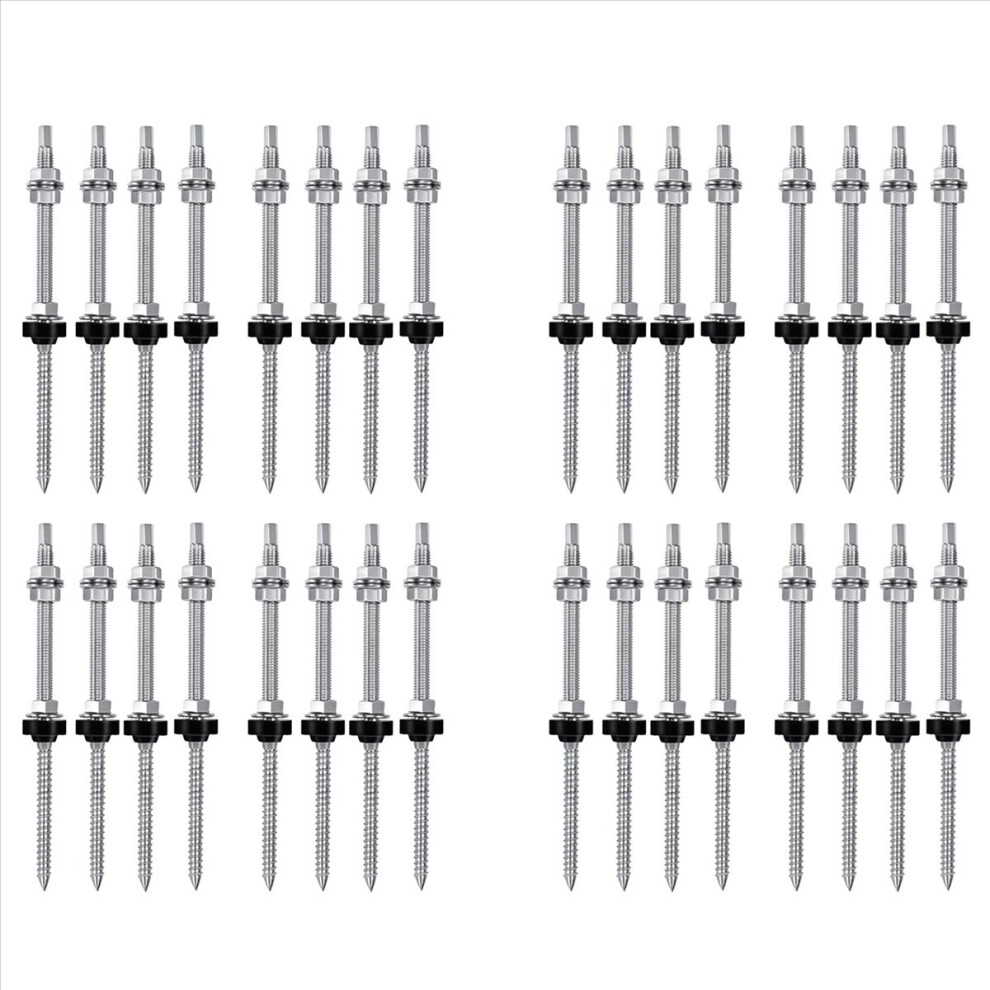Hanger Bolts, M10 X 200 Mm, Pre-Assembled, V2a, Height-Adjustable, For Photovoltaic Solar Mounting Roofs, 32 Pack 4852352324466