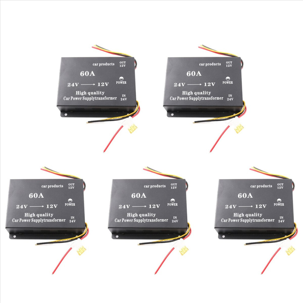 5X Car Truck Sound Power Adapter Reducer 24V To 12V 60A Voltage Reduction Converter 4852352321083
