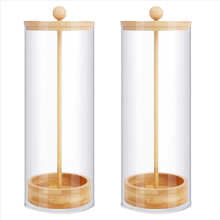 2X Straw Holder Dispenser for Counter - Drinking Straw Dispenser with Bamboo Lid for Standard Straws, Straw Organizer