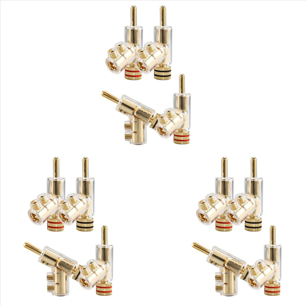 12Pcs Banana Plugs 45 Degree Angled Banana Connectors Screw Locking Connectors For Av Receiver,Amplifier,Speaker Gold 4852352334007