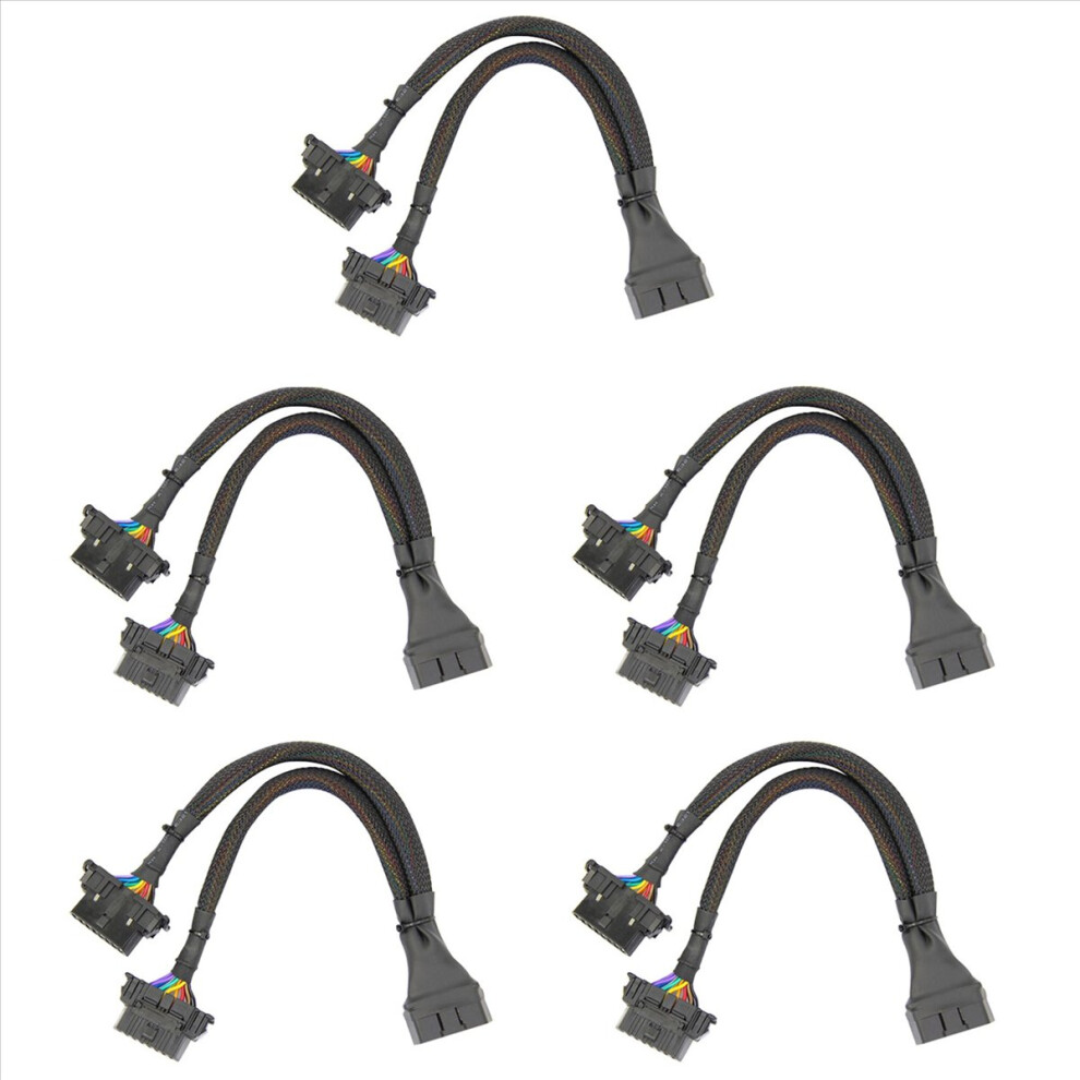 Obd2 Splitter 16 Pin Obd Ii Splitter Extension 1X Male And 2X Female Extension Cable Adapter (1Ft/30Cm) (5Pack) 4852352320994