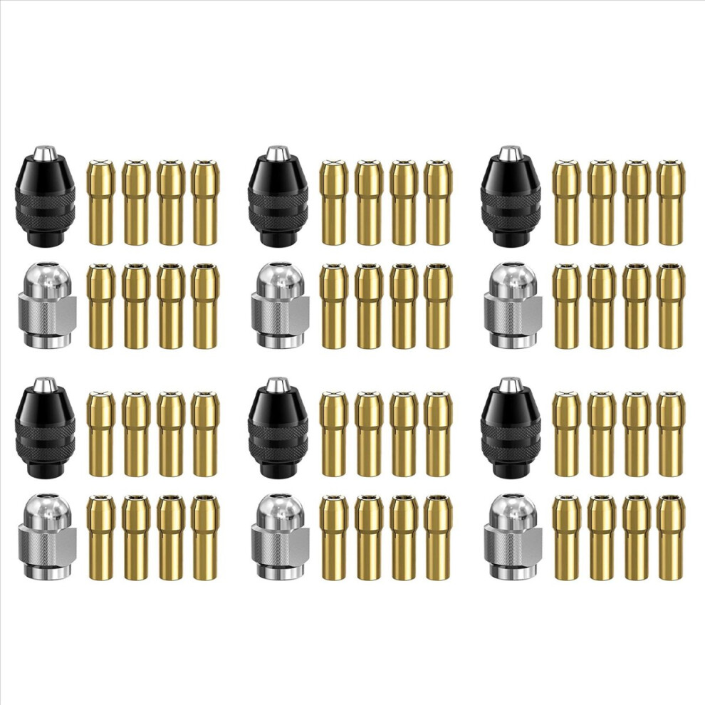 60X Drill Chuck Collet Set For ,1/32Inch To 1/8Inch Replacement 4486 Keyless Bit With Rotary Drill Nut Set 4852352335288