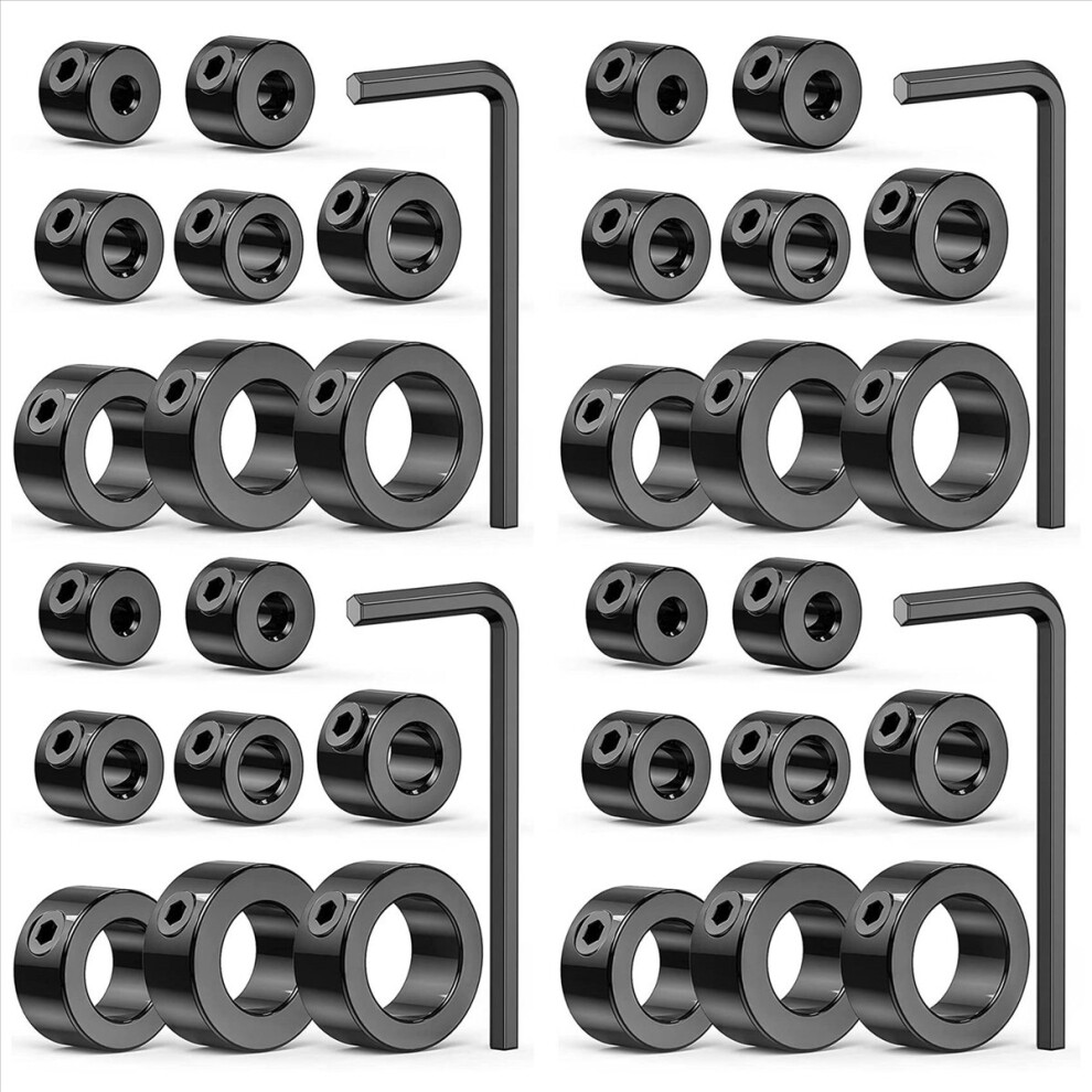 Drill Stop Bit Collar Set, 36Pcs Adjustable Drill Depth Stop Collar Limit Ring With Carbon Steel Set For Drill Bits 4852352335806