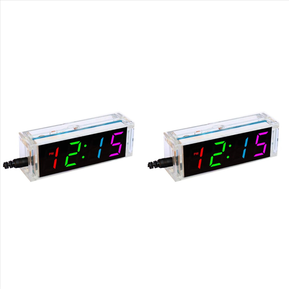 2X Diy Clock Kit Digital Tube Temperature Clock Colorful Display Ds1302 Electronic Kit Soldering Subjest Assembly Kit 4852352330320