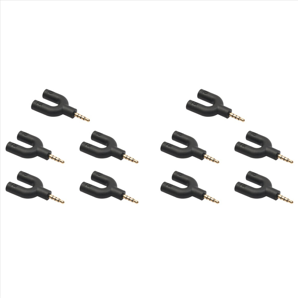 10X U Type Adapter Dual 3.5 Mm Headphone Plug Audio Cables Splitter Microphone 2In 1 Swivel Connector For Android 4852352347953