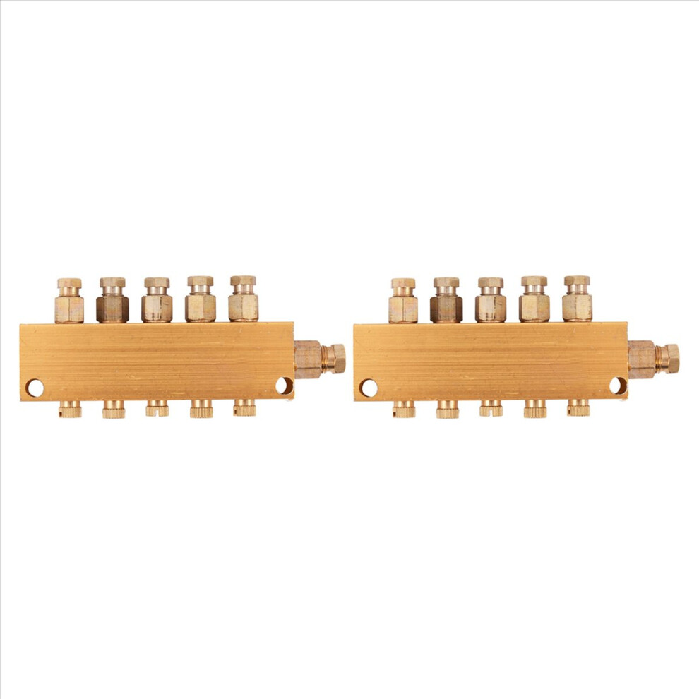 2X Lubricating Oil Distributor Air Pressure Regulating Distributor Manifold Block 6Mm Inlet 4Mm Out (1 Inlet 5 Outlet) 4853796316994