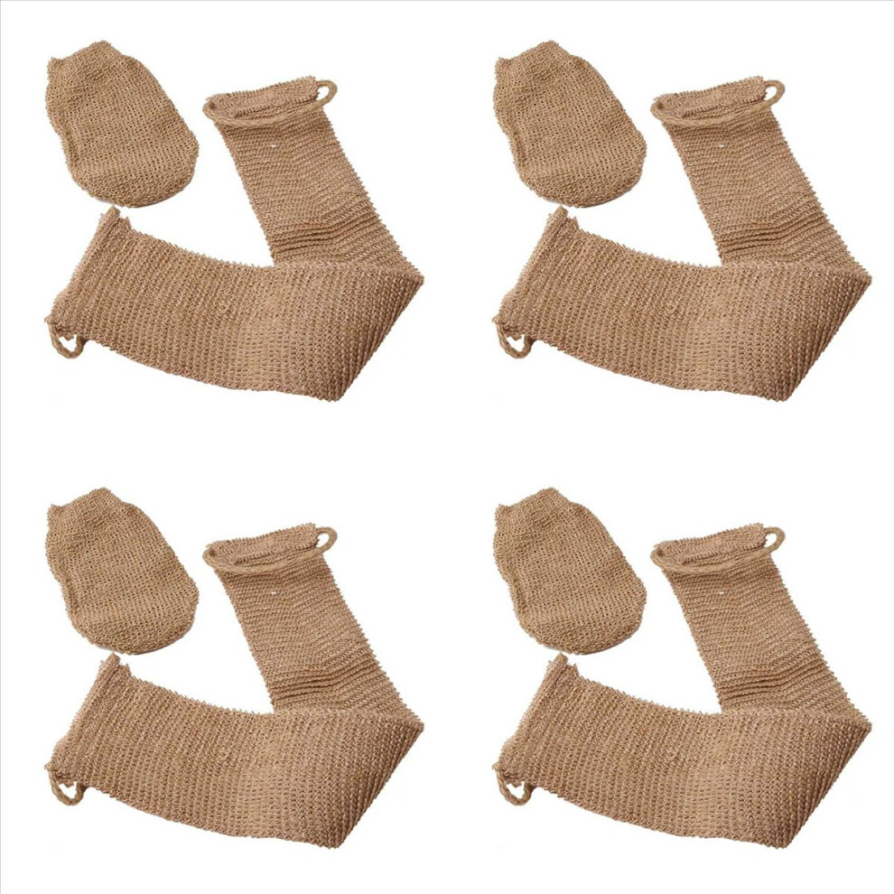4X Ramie Bath Towel Shower Towel Back Body Exfoliating Belt Shower Scrubber for Body Cleaning Bathroom Shower Strap