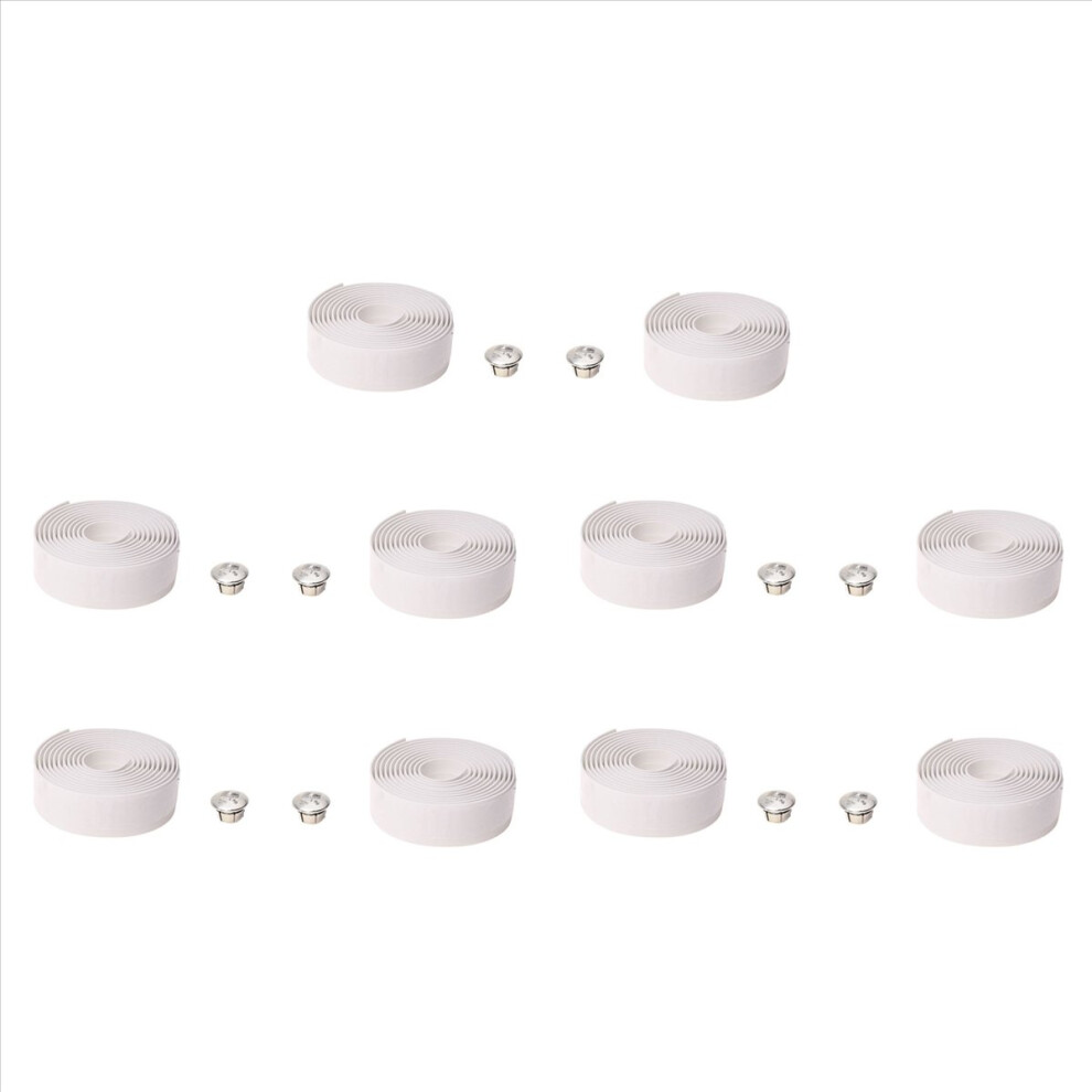 10X Road Bike Bicycle Cork Handlebar Bar Grip Wrap Tape + 10 Bar Plugs- White 4853796319308