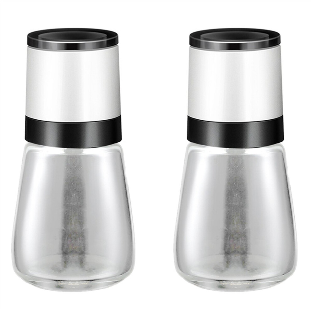 2X Manual Salt Pepper Grinder Transparent Glass Grinder Peppercorn Grinder Seasoning Bottle Kitchen Gadgets White 4853796323114