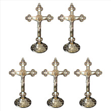 5X Standing Crucifix with Base Alloy for Home Chapel Decoration and (Gold)
