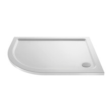 VeeBath Offset Quadrant Shower Tray 1000x800mm, Stone Resin Tray for Shower Enclosure, Glass Door Bathroom- Left Hand, White