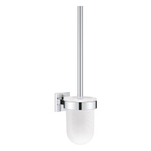 GROHE Start Cube Toilet Brush Set (Material: Glass & Metal, Wall Mounted, Durable Sparkling Sheen, Including Screws and Dowels), Size 399 mm, Extra
