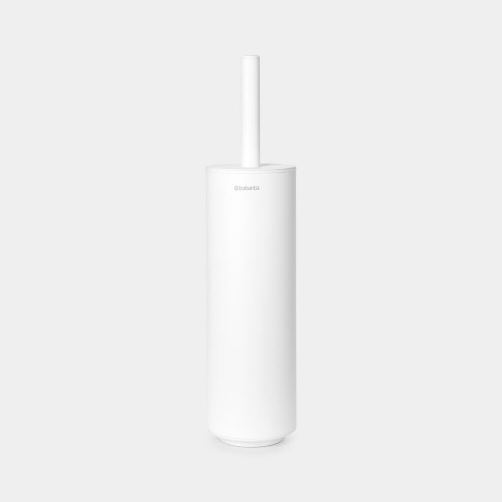 Brabantia - Mindset Toilet Brush And Holder - Bristle Brush - Protective Steel Handle - Corrosion Resistant - Bathroom Accessory - Fresh White - 42 X
