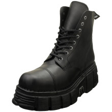 (9) New Rock Metallic M-newmili083-s39 Unisex Platform Boots in Black