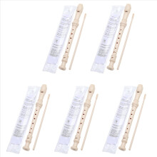 5X Beige-8 Holes Soprano Recorder with Cleaning Rod, German Style C Key Recorder for Kids Beginners Students