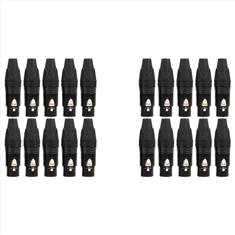 20Pcs Diy 3Pin Xlr Adapter Socket Xlr Aviation Connector Welding Head Microphone Cable Connector( Female) Silver 4852352337800