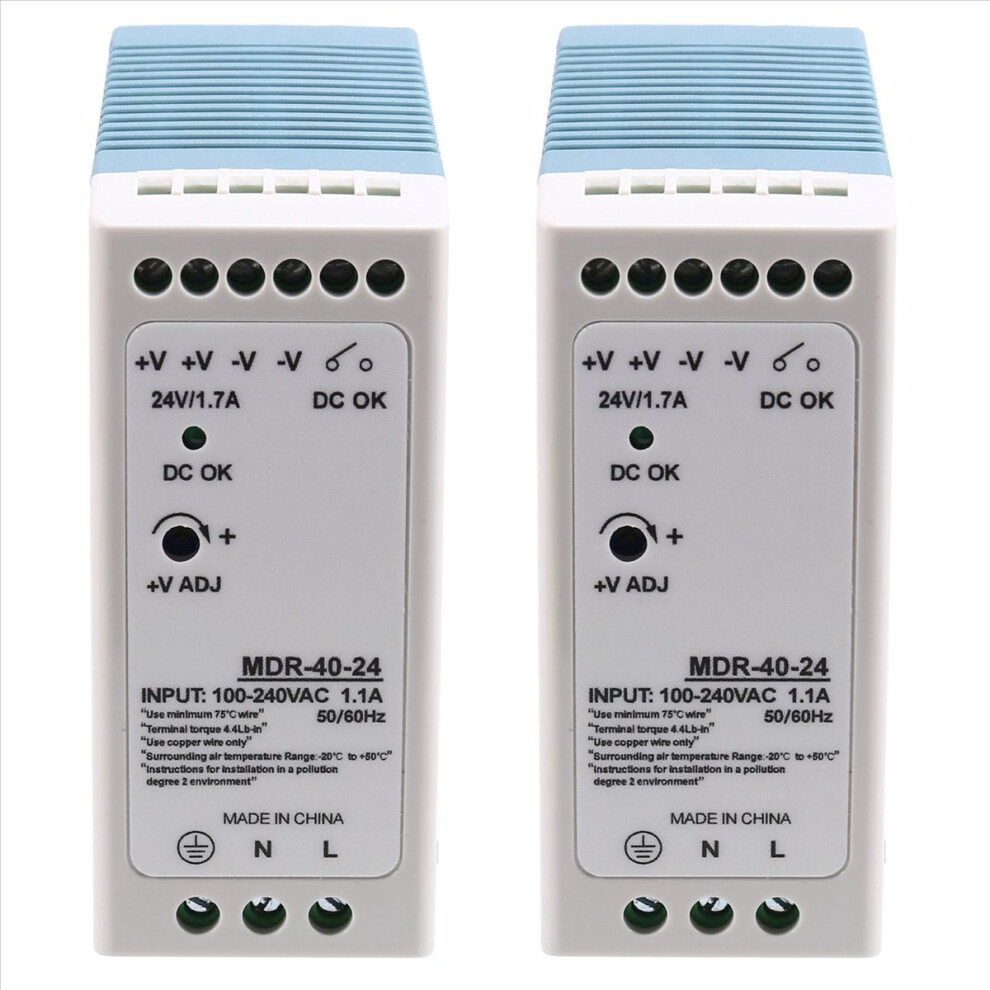 2X Mdr-40-24V 24V 40.8W Din Rail Power Supply Ac-Dc Driver Voltage Regulator Power Suply 100V-240V 4853796322988