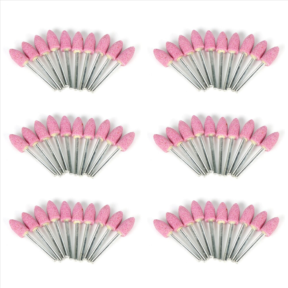 60Pcs Abrasive Mounted Stone For Accessories Grinding Stone Wheel Head For Rotary Tools -Shape Pink 4853796317861