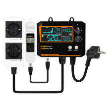 Carbon Dioxide Controller Dual Channel Split Probe CO2 Monitor CO2 Pressure Reducer Valve for Greenhouse EU Plug A