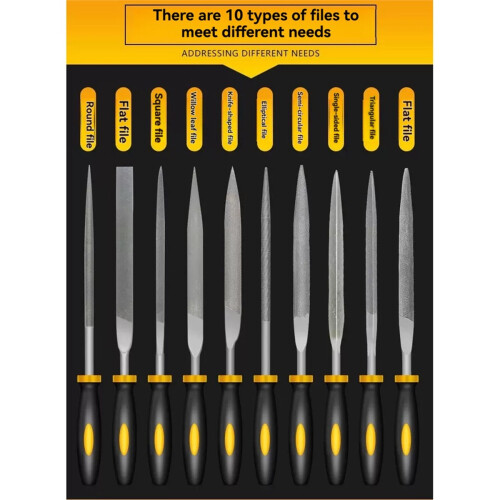 10PCS Bearing Steel File DIY 3D Printer Part 3D Model File Two-Tone Handle Assorted Files Small Files Tools 1