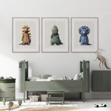 Tigercub Prints Dinosaur Nursery Prints | A4 Set of 3 | Printed on 400gsm Professional Quality Paper | Designed and Printed in UK | Nursery Decor |