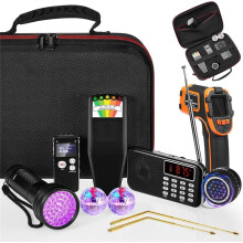 Kit d'équipement de 11 pièces comprenant une radio fantôme, un enregistreur vocal, une lampe torche UV, 2 balles lumineuses pour chat à LED, etc.