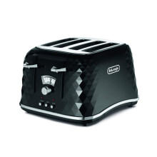 De'Longhi Brilliante 4-slot toaster, reheat, defrost & 6 browning settings, removable crumb tray, CTJ4003BK, Black
