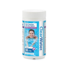 Clearwater 1 kg Multifunction Chlorine Tablets, 4-in-1 Dispenser Tablets (Sanitiser, Stabiliser, Algaecide and Clarifier) for Pools and Hot Tubs, 50 x