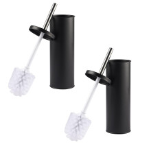 Beldray COMBO-9035 Toilet Brush and Holder Set ? 2 Pack, Bathroom Toilet Bowl Cleaning Brush with Stiff Bristles, Hygienic Holder with Lid Design,
