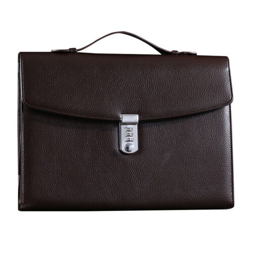 Porte-documents de bureau avec serrure à combinaison, grande capacité, marron.