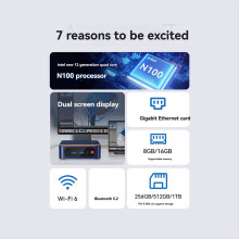 N100 Mini PC 4K 4096 X 2160 60Hz DDR4 8GB RAM 128GB SSD for Win11 Pro WIFI6 BT Desktop Gaming Computer UK Plug