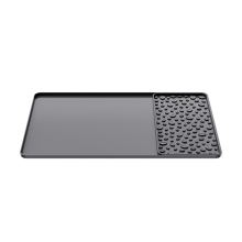 Tapete de silicone para café, 40 x 60 cm, com escorredor de pratos removível, bordas elevadas à prova de derramamento, cinza.