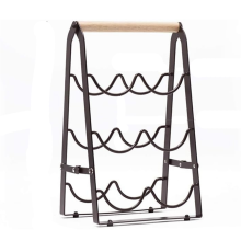 Wine Rack, 6 Bottle Wooden Countertop Free Standing Shelf,3 Tier Bottle Holder Stand for Home Bar Tabletop, Kitchen