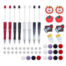 Set van 8 kralenpennen, siliconen spacer kralen, DIY kralenpennen voor vrouwen, kinderen, cadeaus, kantoor, DIY, back-to-school, schrijfwarenset