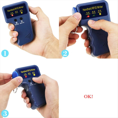 Handheld 125KHz RFID Copier Writer Duplicator Programmer Reader + EM4305 T5577 Rewritable ID Keyfobs 2