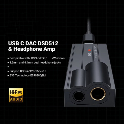 Audio DS1 DSD512 HiFi USB Dongle Headphone Amplifier Amp Mini Audio Decoder Support 32bit/768kHz with 4.4MM Balanced 2
