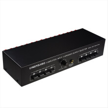 Amplificador de potência 4 entradas e 4 saídas com seletor de alto-falantes, 300 W de qualidade de som por canal, sem perdas.