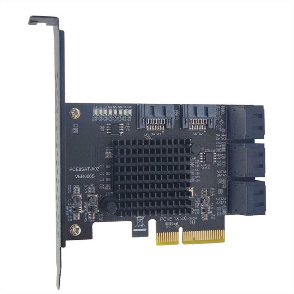 Pci-E 8 Port Expansion Card Extension Board Pcie X4 To Sata3.0 6Gbps Hdd Ssd Adapter Controller 4851335901656
