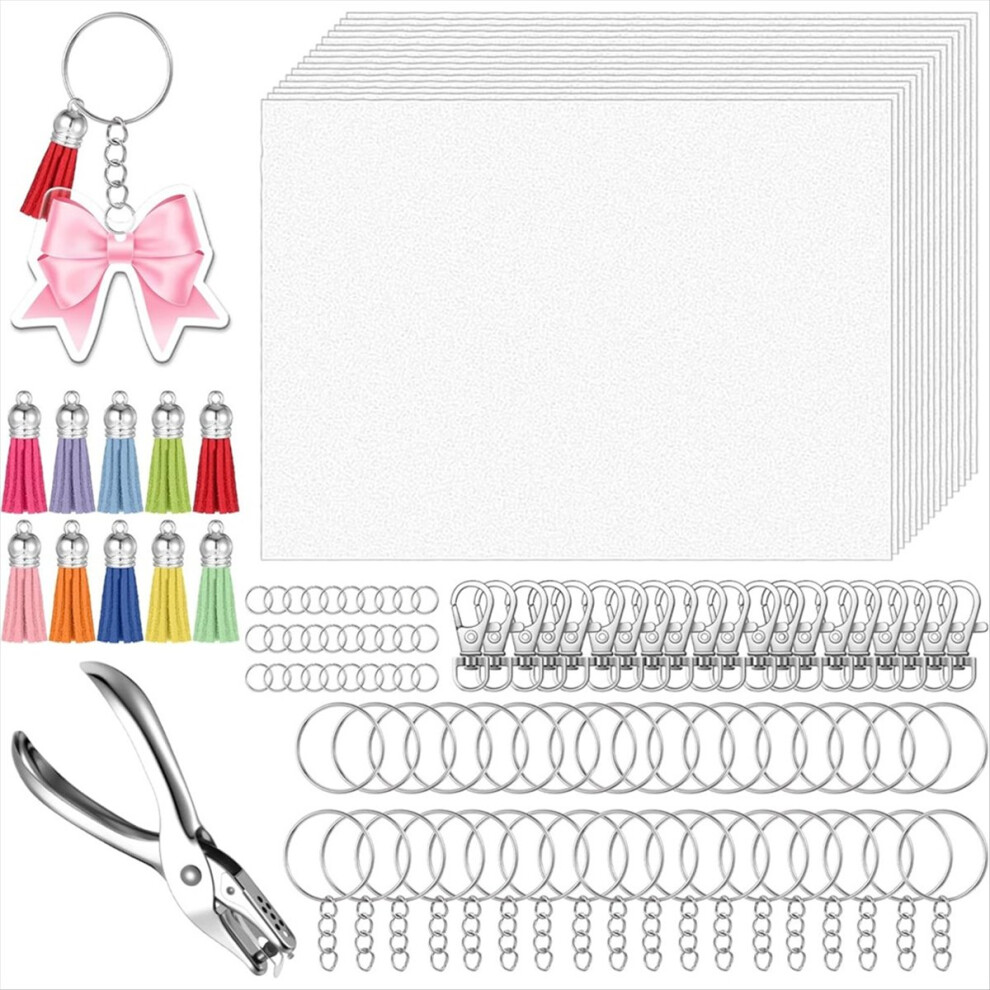191Pcs Shrinky Plastic Sheets Kit Shrink Paper-Keychain Set Shrinky-Dink Sheets With Chain, Hole Punch For Craft Marking 4851335973615
